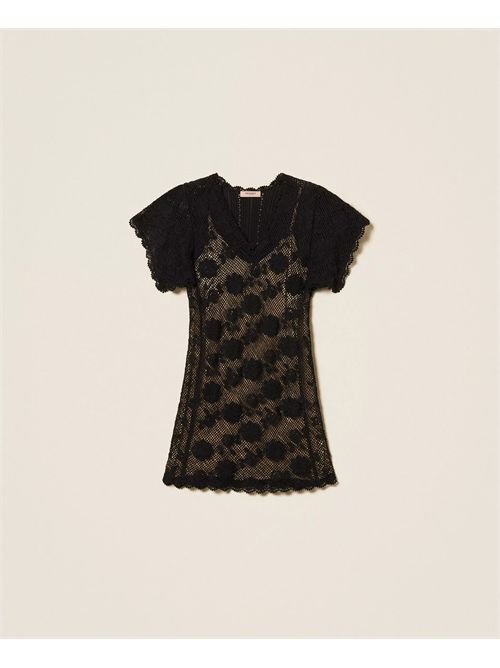 Abito corto in maglia a fiori TWINSET | TT3160/00006